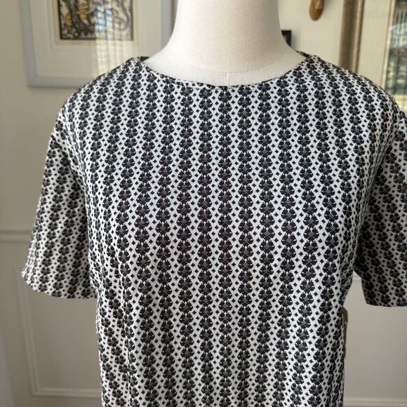 Vintage 60s 70s NWT NOS Sears Polyester Black White Print Shift Dress Shirt XL - Picture 3 of 6